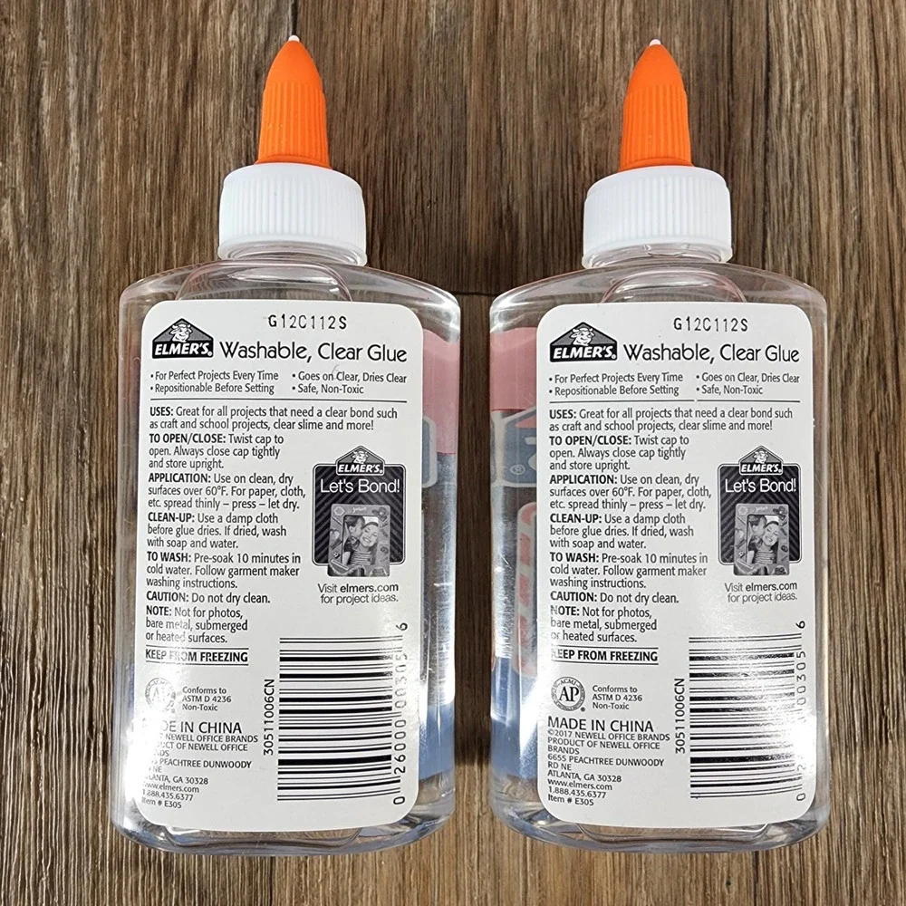 Elmer's Washable Clear Glue 5oz Bottles 2-Pack Non-Toxic for Slime and Crafts